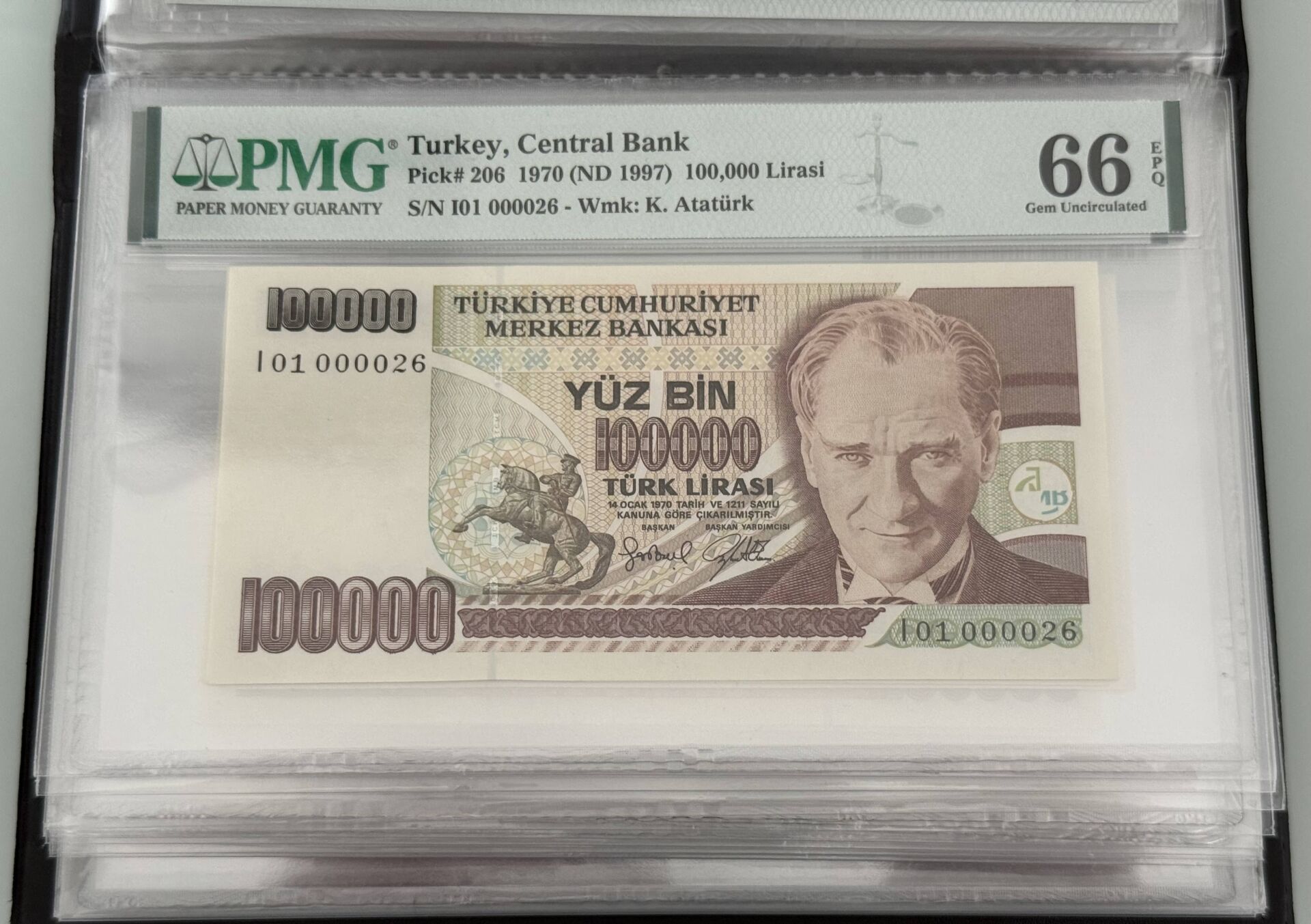 7. Ems 100.000 TL, I01 000026, PMG 66 Epq, ÇİL