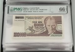 7. Ems 100.000 TL, I01 000026, PMG 66 Epq, ÇİL