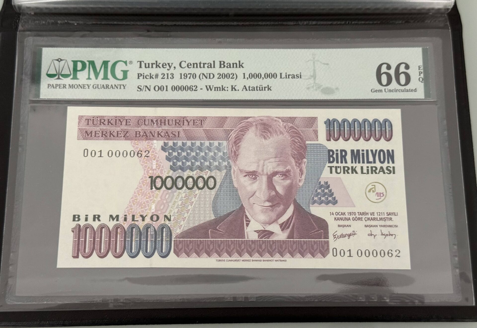 7. Ems 1.000.000 TL, O01 000062, PMG 66 Epq, ÇİL