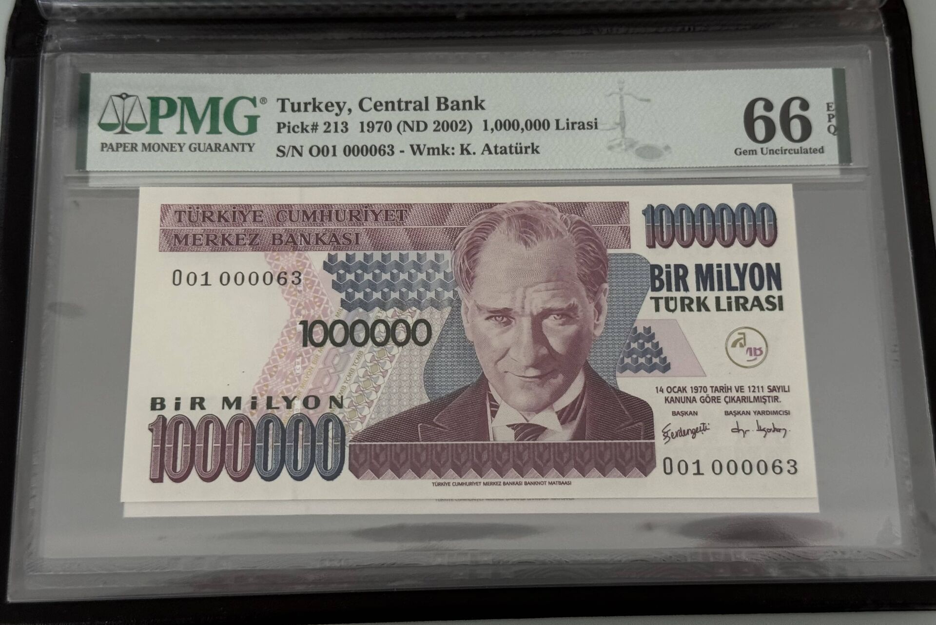 7. Ems 1.000.000 TL, O01 000063, PMG 66 Epq, ÇİL