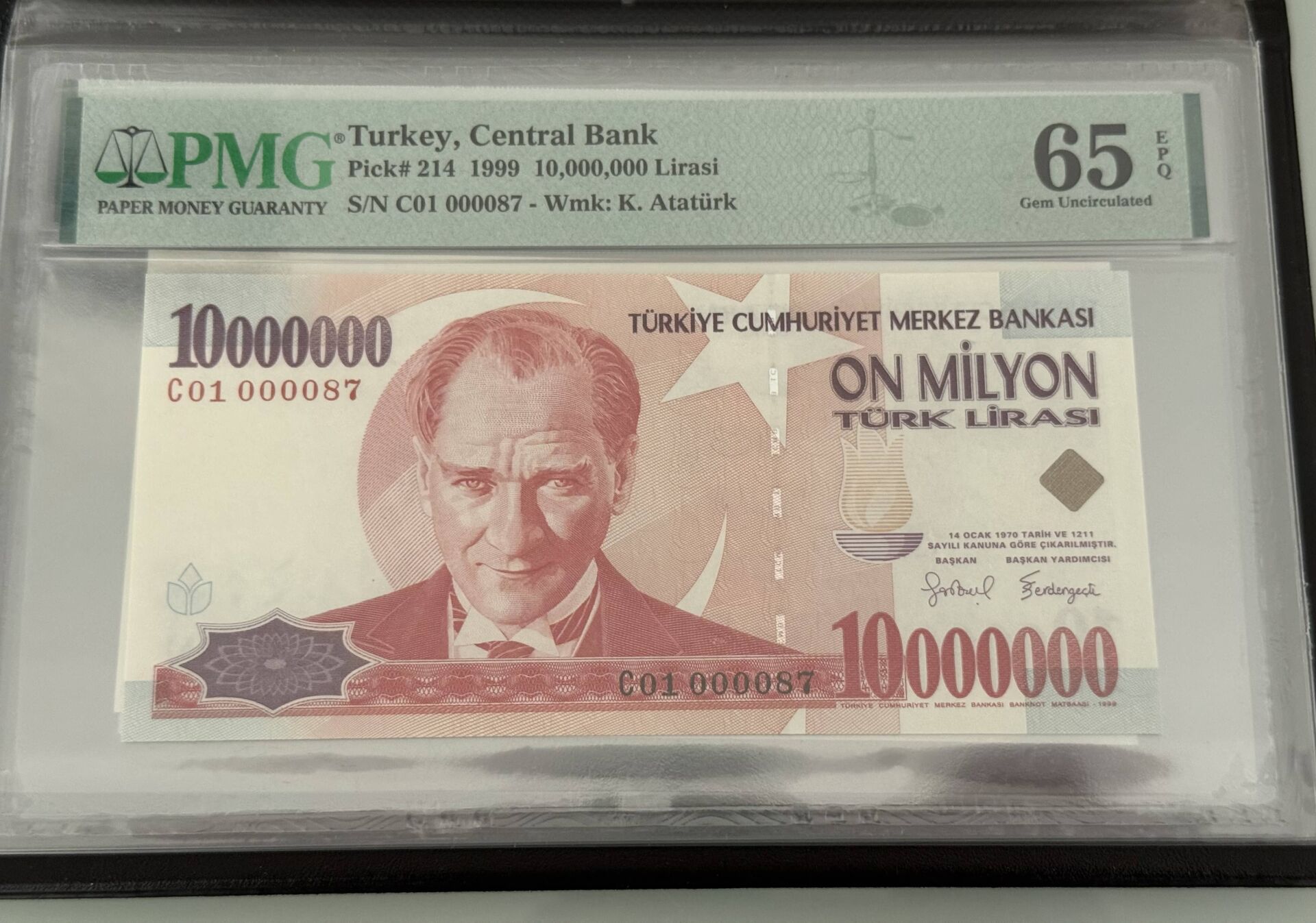7. Ems 10.000.000 TL, C01 000082, PMG 65 Epq, ÇİL