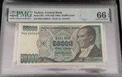 7. Ems 50.000 TL, M01 000019, PMG 66 Epq, ÇİL