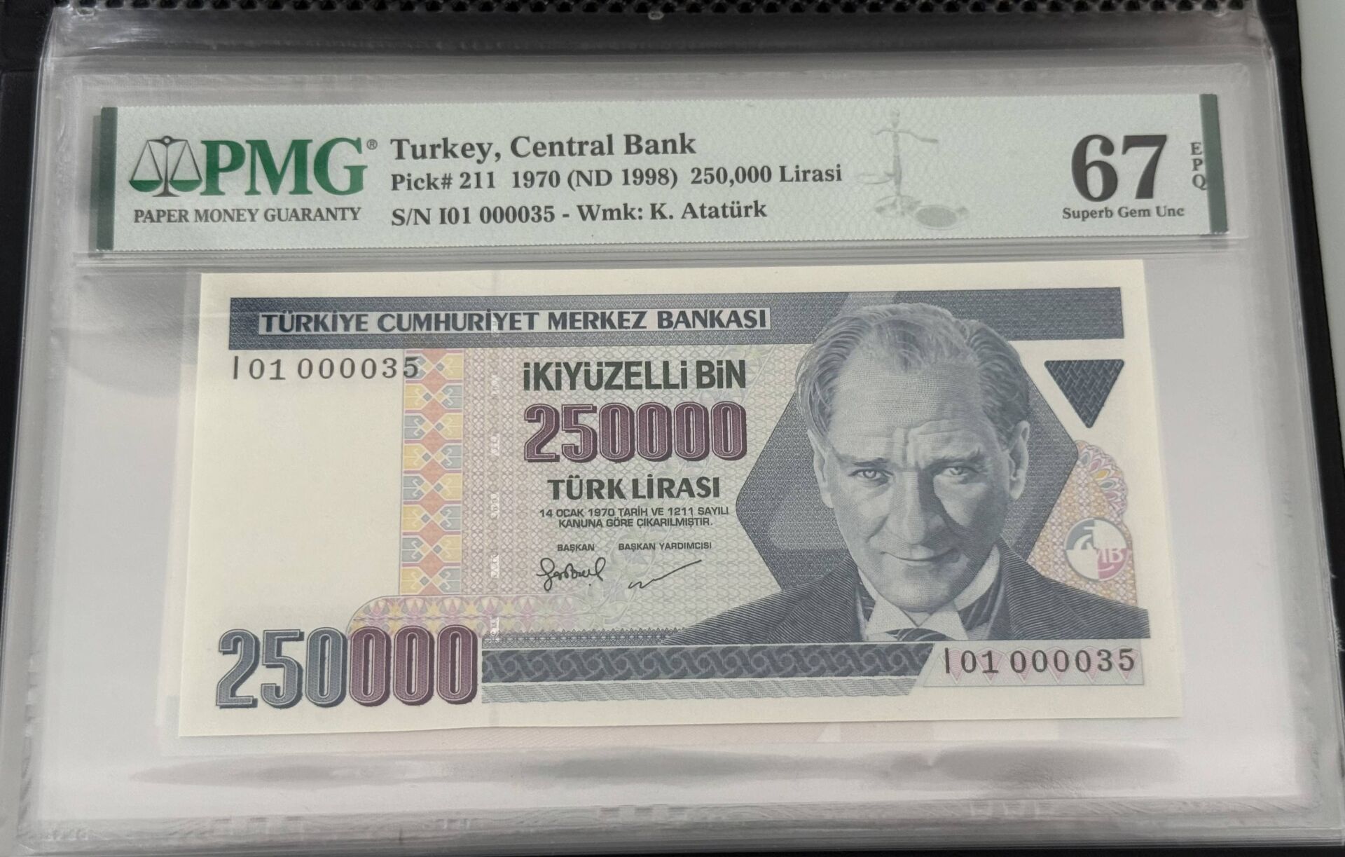 7. Ems 250.000 TL, I01 000035, PMG 67 Epq, ÇİL