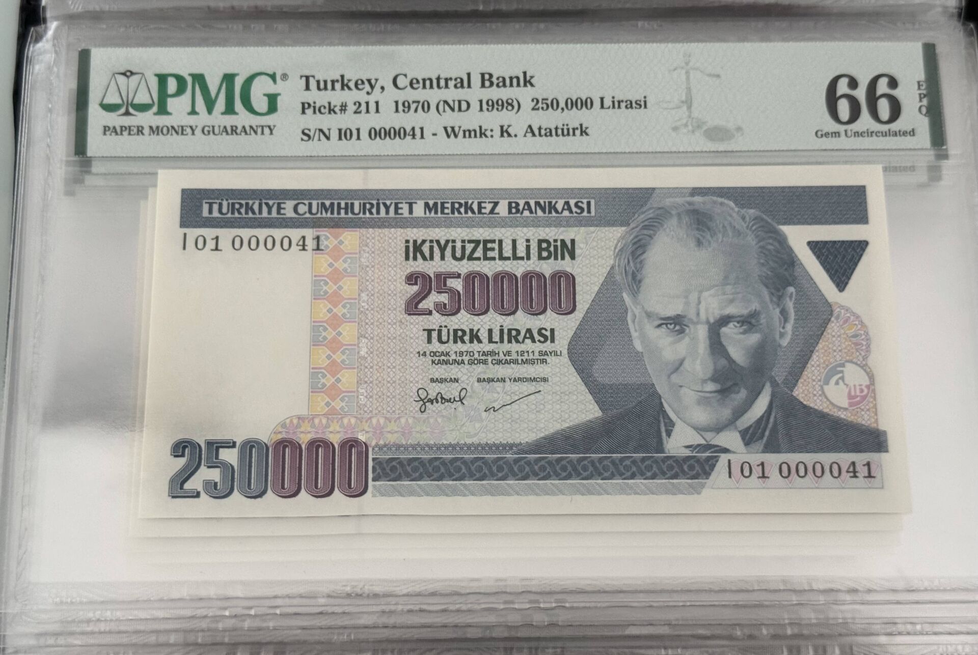 7. Ems 250.000 TL, I01 000041, PMG 66 Epq, ÇİL
