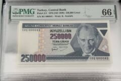 7. Ems 250.000 TL, I01 000041, PMG 66 Epq, ÇİL