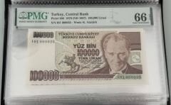7. Ems 100.000 TL, I01 000035, PMG 66 Epq, ÇİL