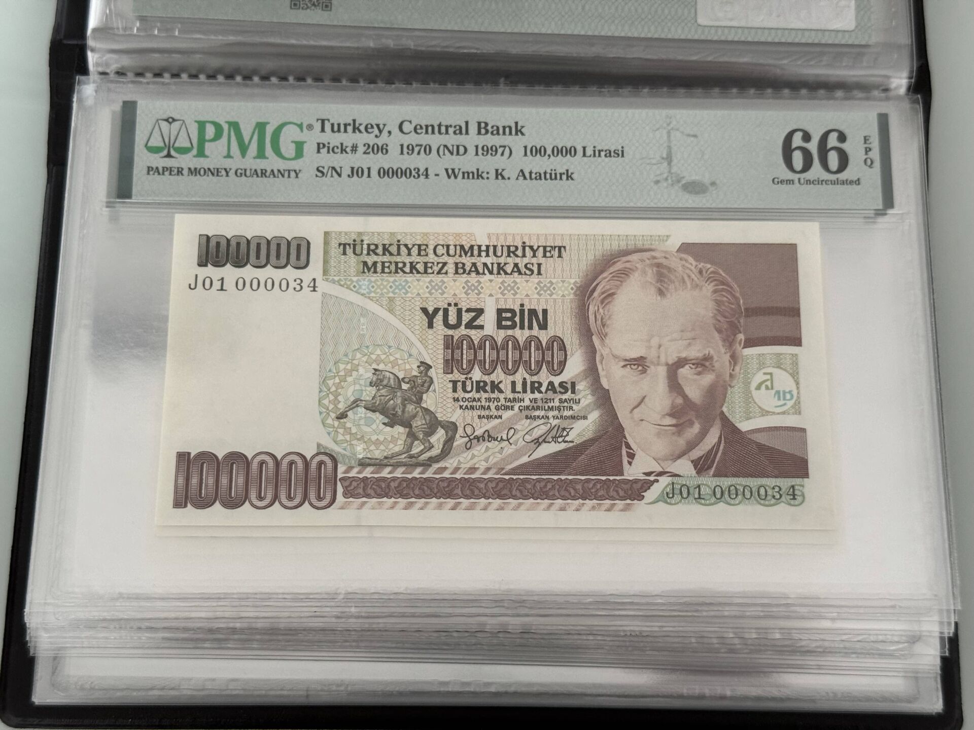 7. Ems 100.000 TL, J01 000034, PMG 66 Epq, ÇİL