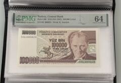 7. Ems 100.000 TL, I01 000023, PMG 64, ÇİL