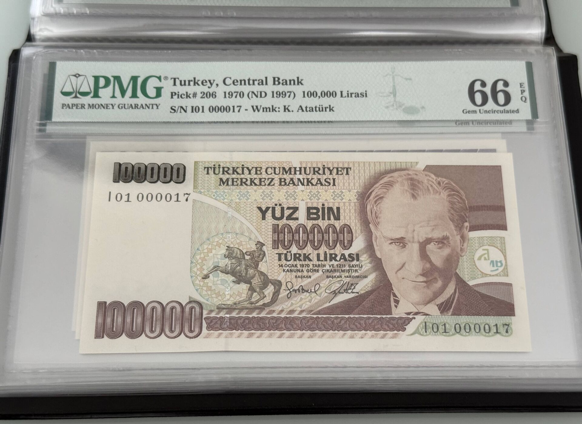 7. Ems 100.000 TL, I01 000017, PMG 67 Epq, ÇİL