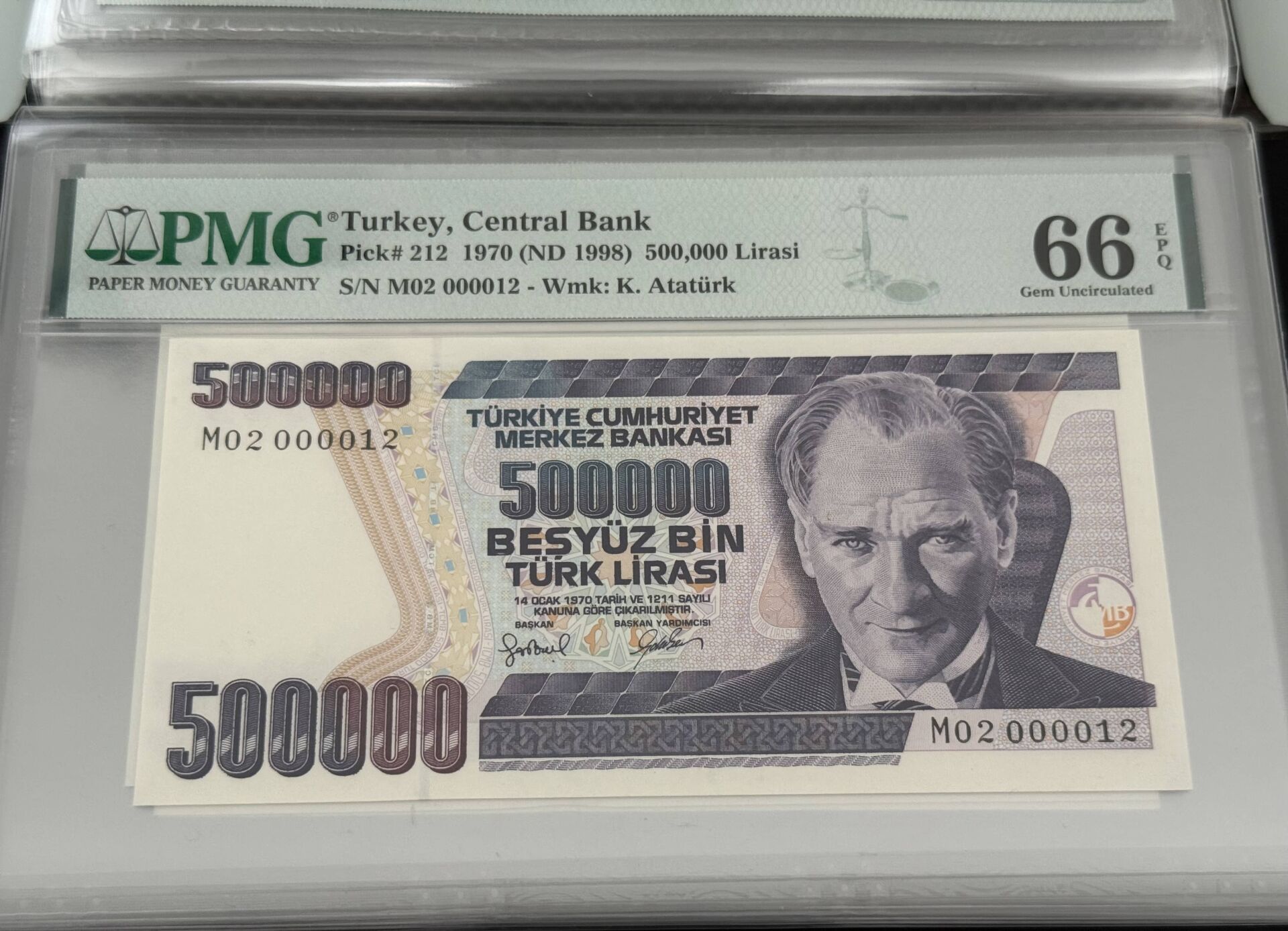 7. Ems 500.000 TL, M02 000012, PMG 66 Epq, ÇİL