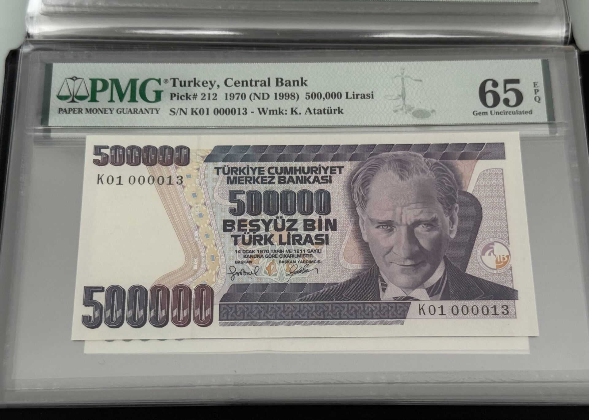 7. Ems 500.000 TL, K01 000013, PMG 65 Epq, ÇİL