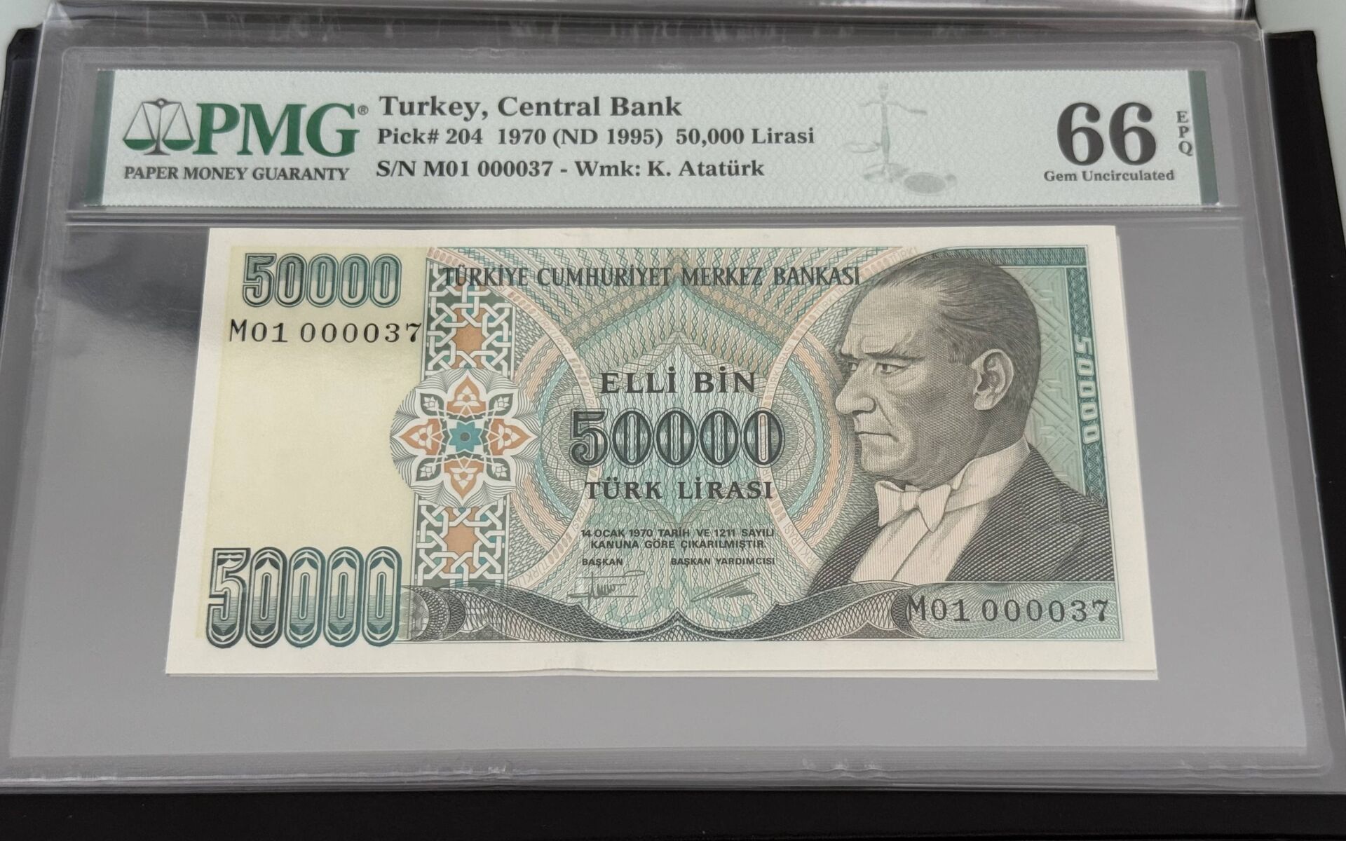 7. Ems 50.000 TL, M01 000037, PMG 66 Epq, ÇİL