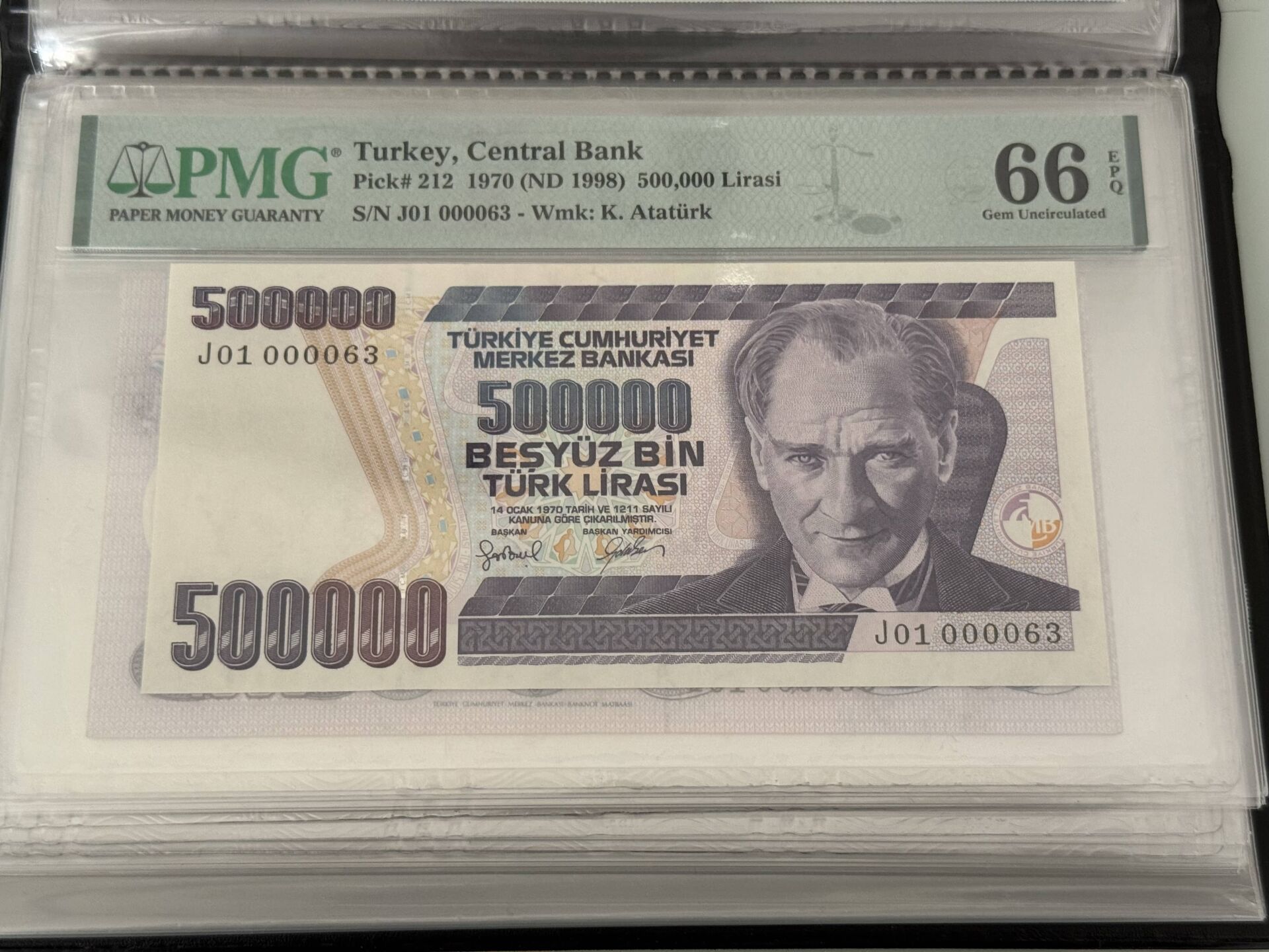7. Ems 500.000 TL, J01 000063, PMG 66 Epq, ÇİL