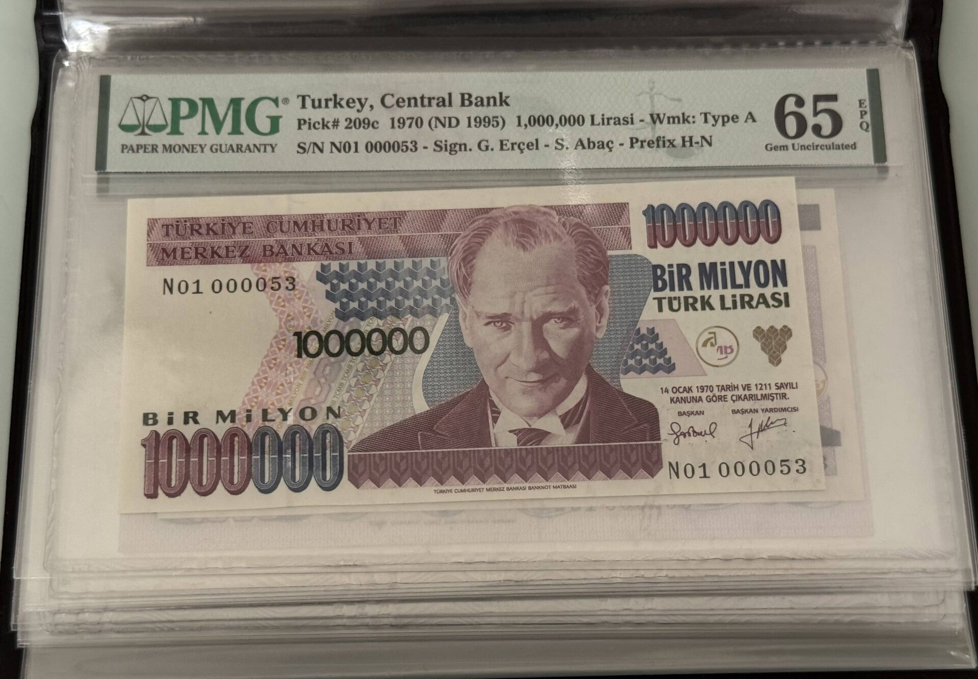 7. Ems 1.000.000 TL, N01 000053, PMG 65 Epq, ÇİL
