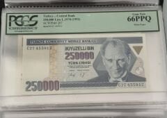 7. Ems 250.000 TL, C 27 TAKIM, PCGS 66 Ppq, ÇİL