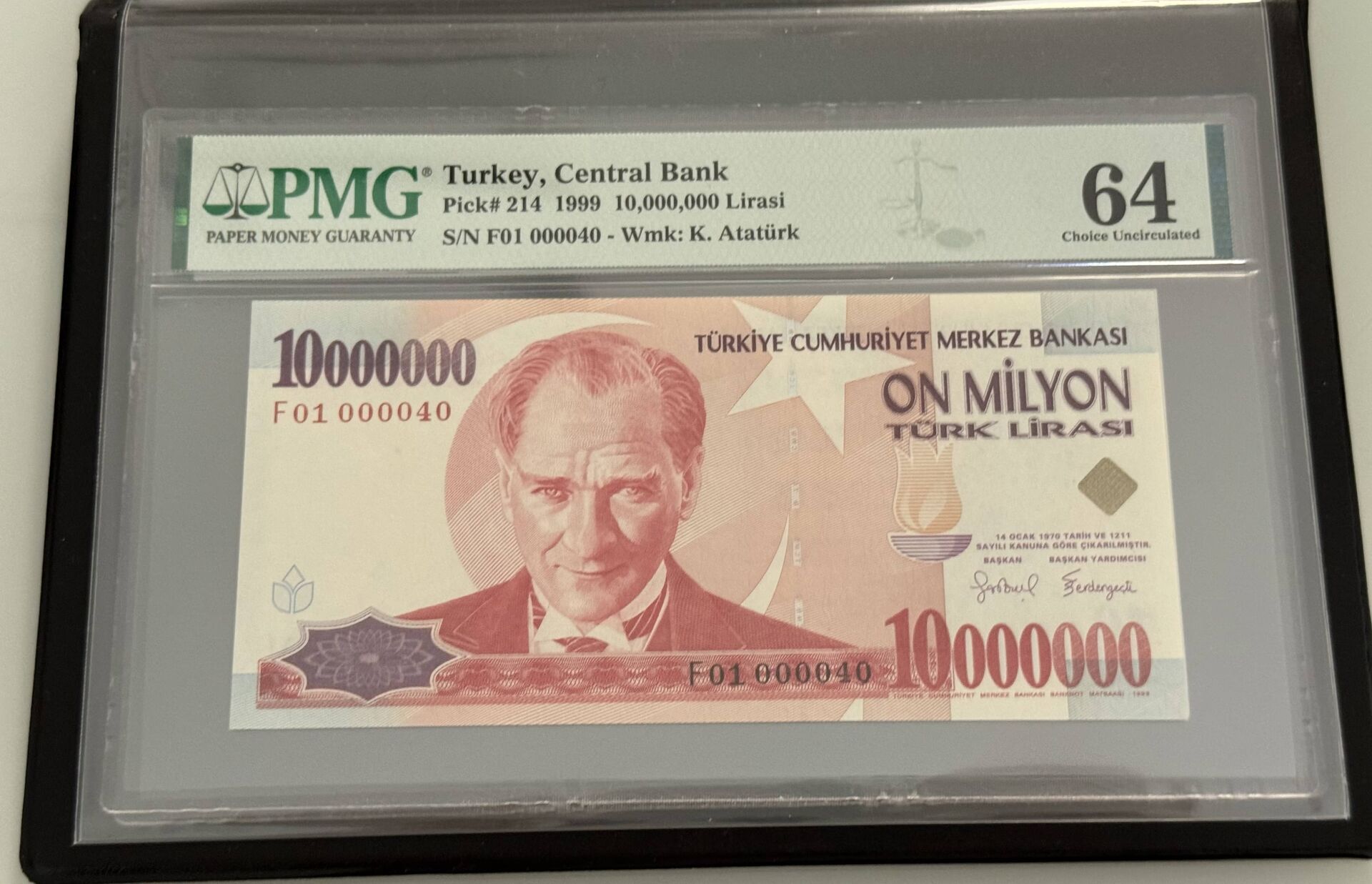 7. Ems 10.000.000 TL, F01 000040, PMG 64, ÇİL