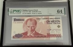 7. Ems 10.000.000 TL, F01 000076, PMG 64, ÇİL
