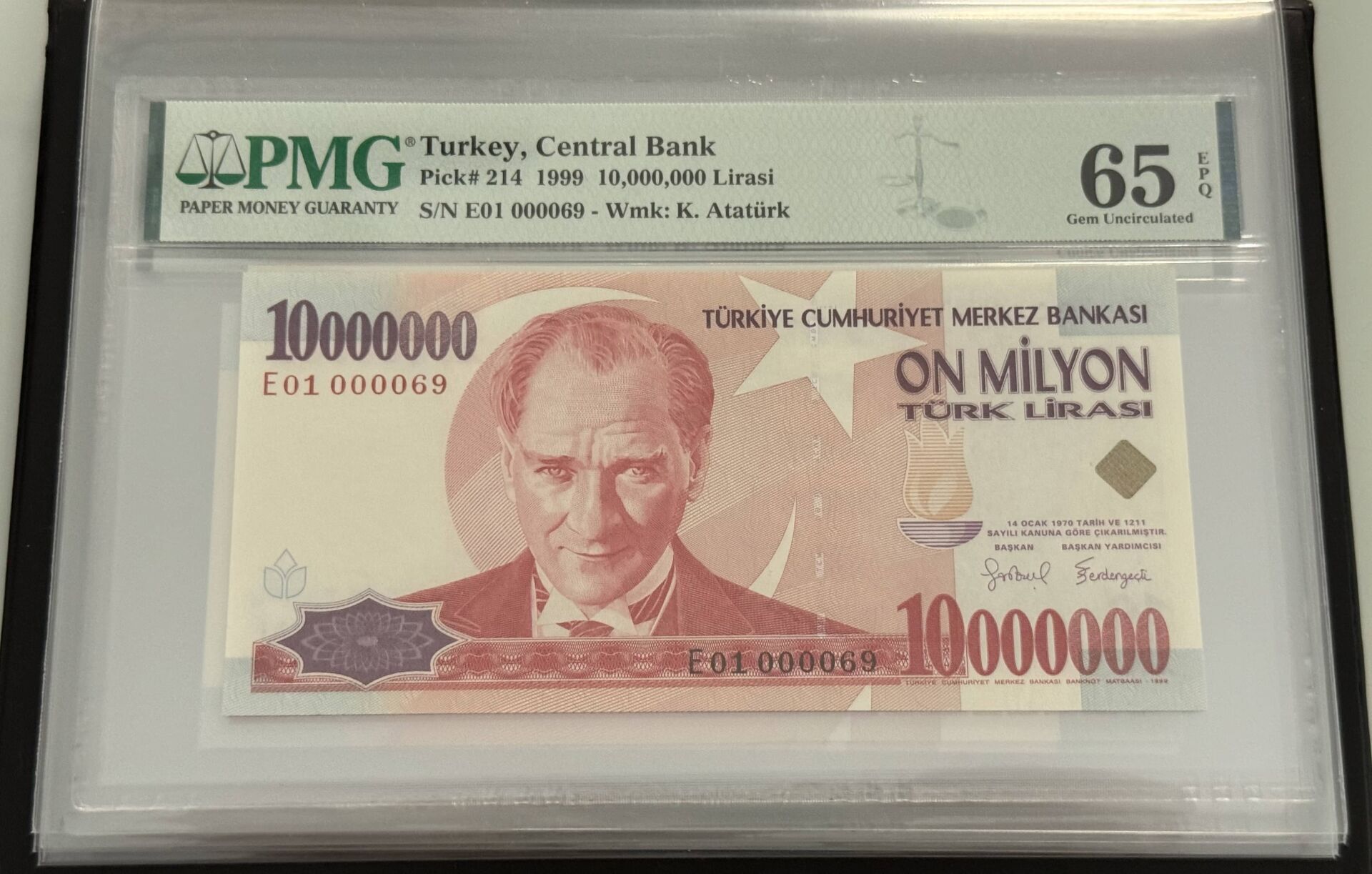 7. Ems 10.000.000 TL, E01 000069, PMG 65 Epq, ÇİL