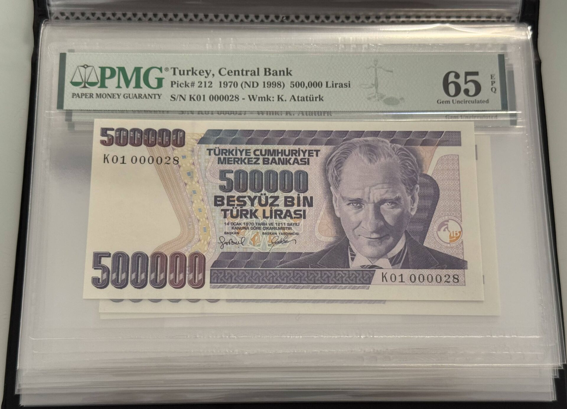 7. Ems 500.000 TL, K01 000028, PMG 65 Epq, ÇİL