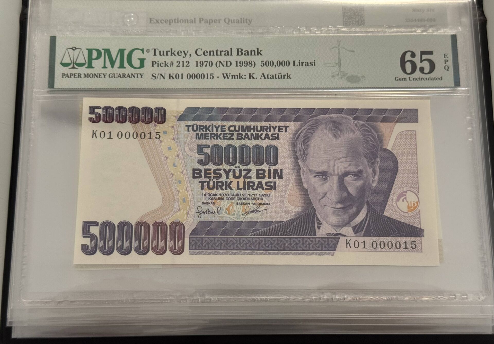 7. Ems 500.000 TL, K01 000015, PMG 65 Epq, ÇİL