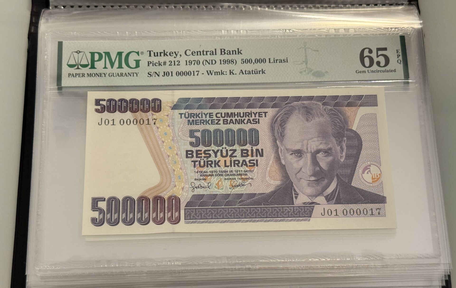 7. Ems 500.000 TL, J01 000017, PMG 65 Epq, ÇİL