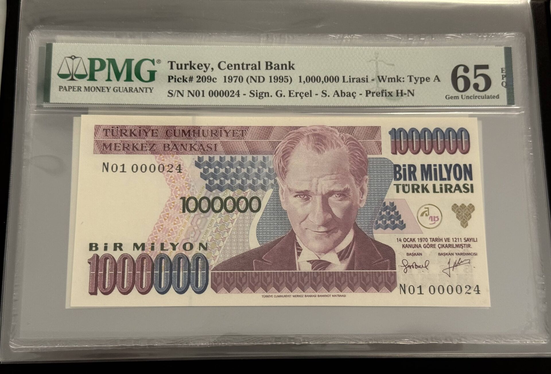 7. Ems 1.000.000 TL, N01 000024, PMG 65 Epq, ÇİL