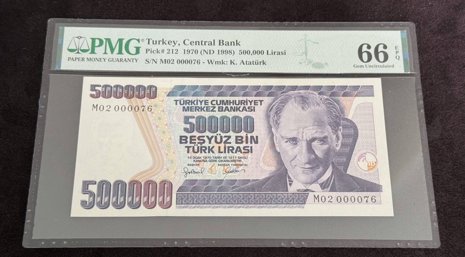 7. Ems 500.000 TL, M02 000076, PMG 66 Epq, ÇİL