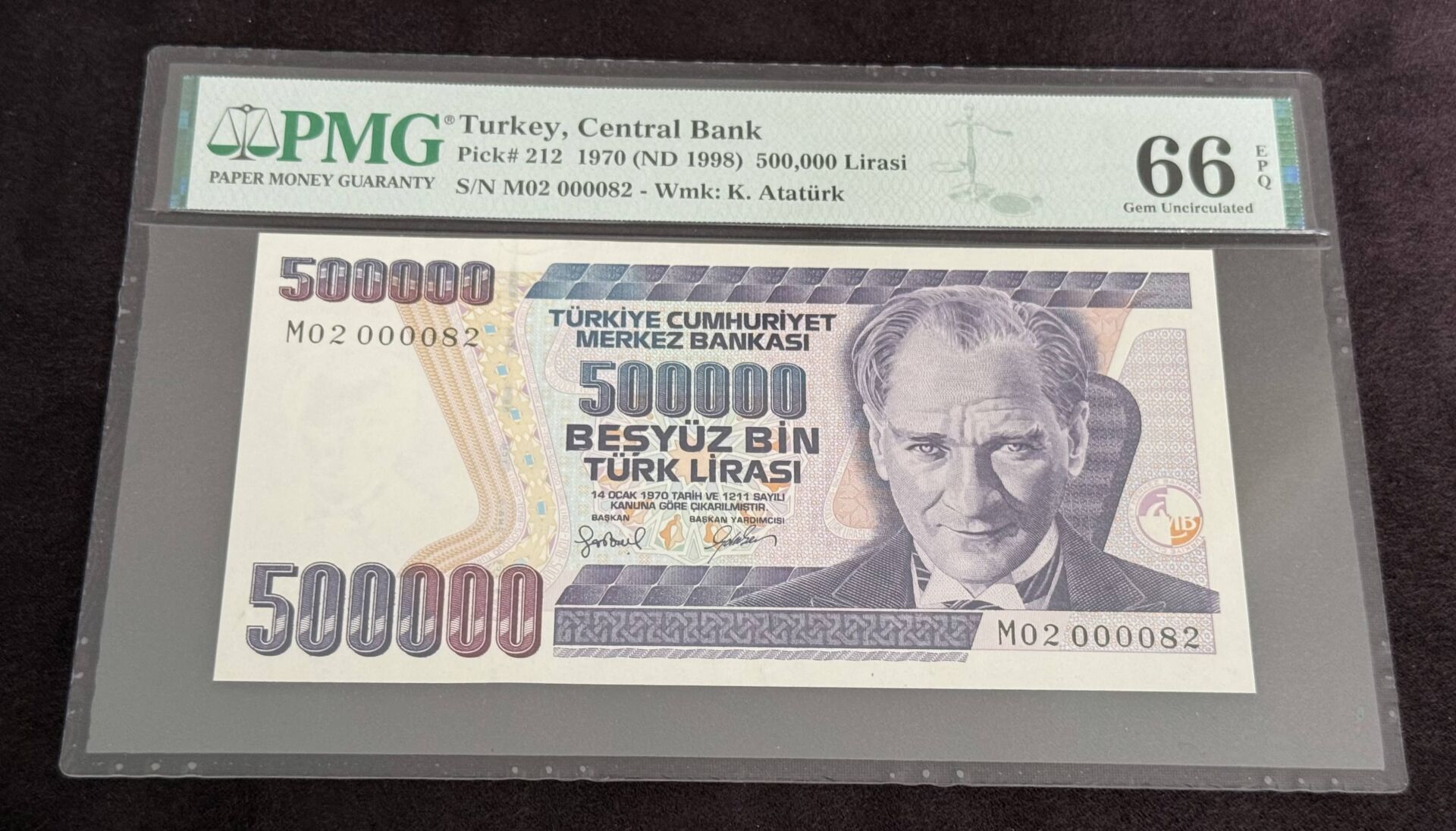 7. Ems 500.000 TL, M02 000082, PMG 66 Epq, ÇİL