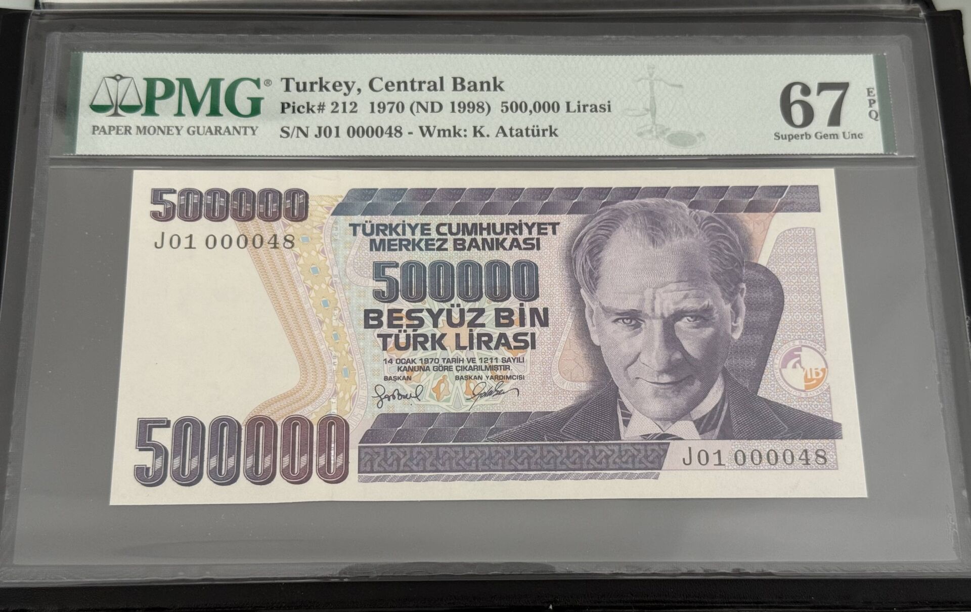 7. Ems 500.000 TL, J01 000048, PMG 67 Epq, ÇİL+