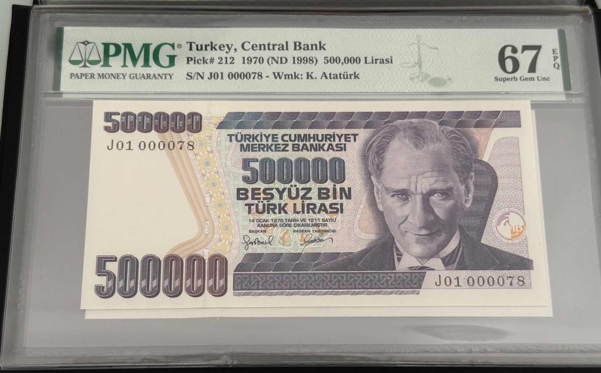 7. Ems 500.000 TL, J01 000078, PMG 67 Epq, ÇİL+
