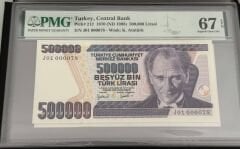 7. Ems 500.000 TL, J01 000078, PMG 67 Epq, ÇİL+