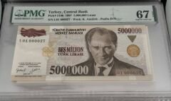 7. Ems 5.000.000 TL, L01 000027, PMG 67 Epq, ÇİL+