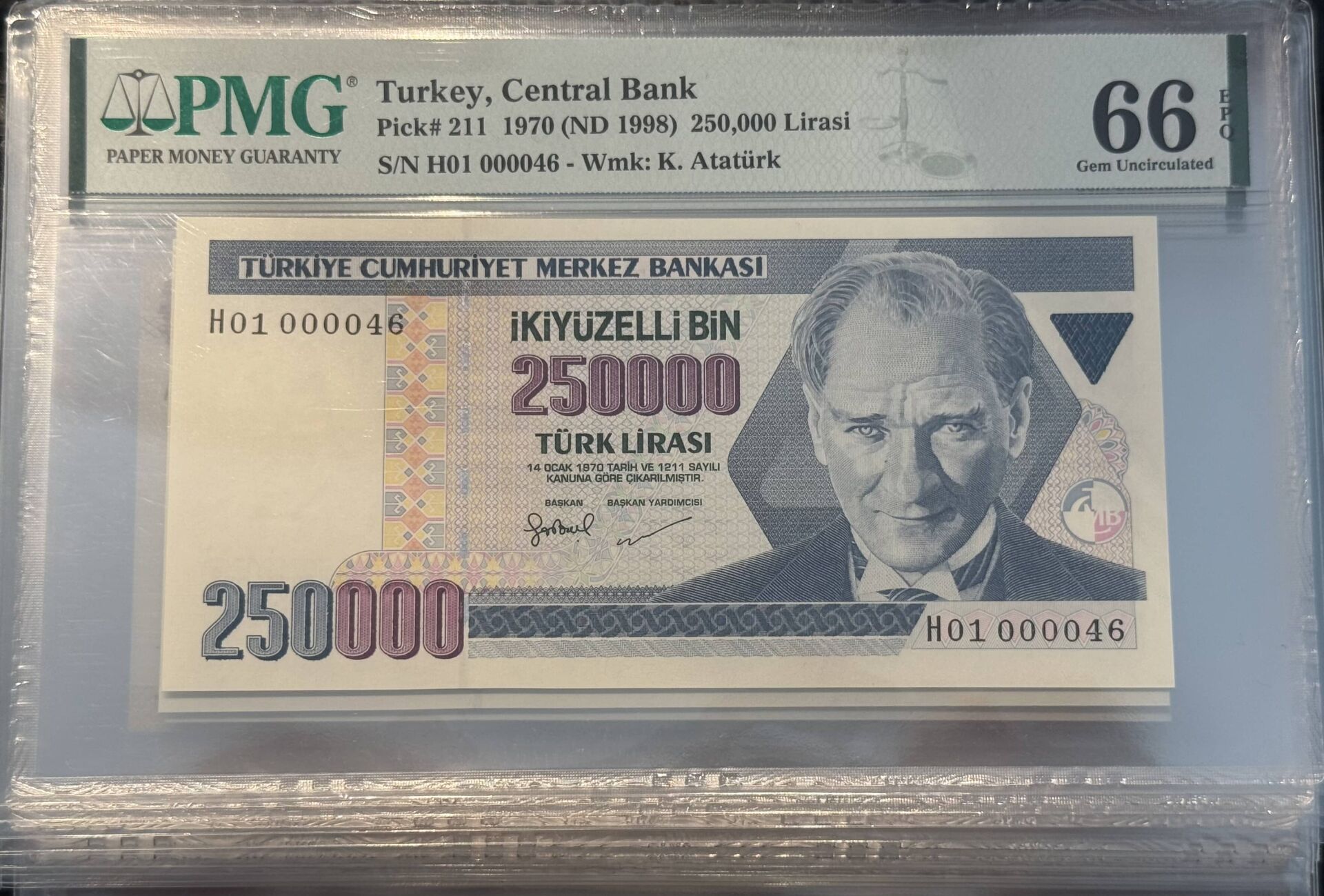 7. Ems 250.000 TL, H01 000046, PMG 66 Epq, ÇİL