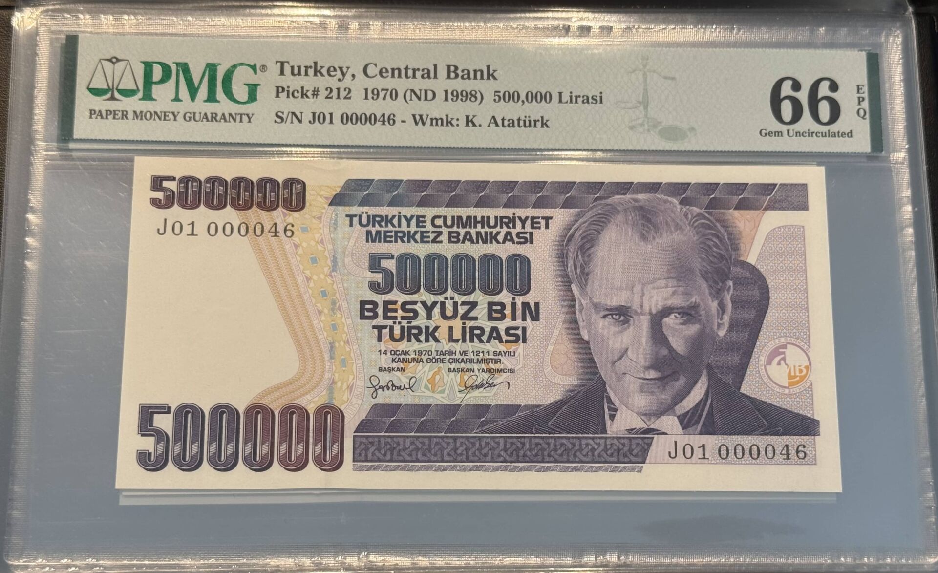 7. Ems 500.000 TL, J01 000046, PMG 66 Epq, ÇİL