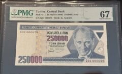 7. Ems 250.000 TL, G01 000078, PMG 67 Epq, ÇİL