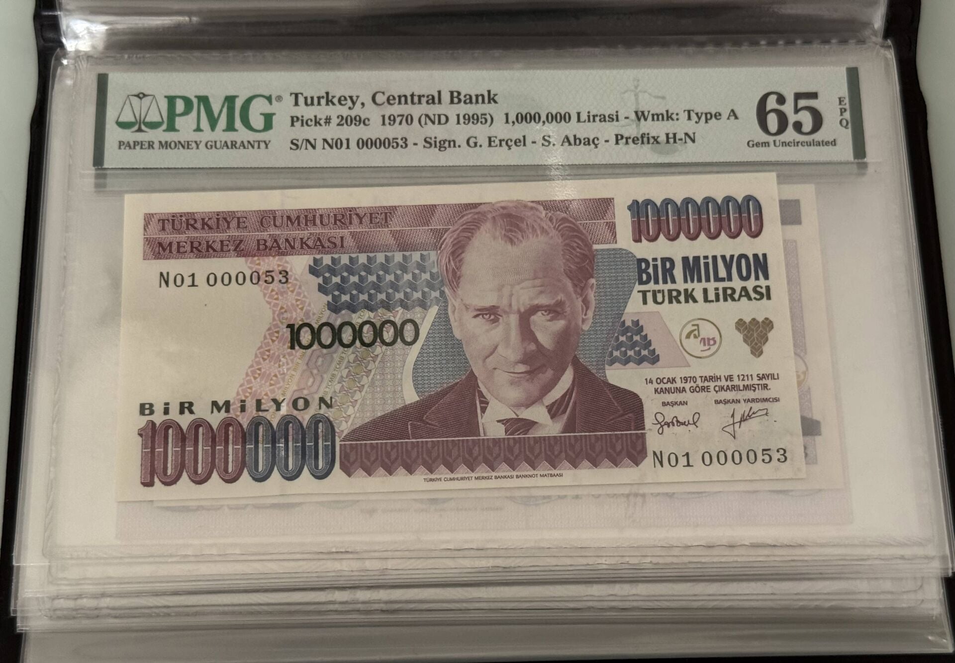 7. Ems 1.000.000 TL, N01 000053, PMG 65 Epq, ÇİL