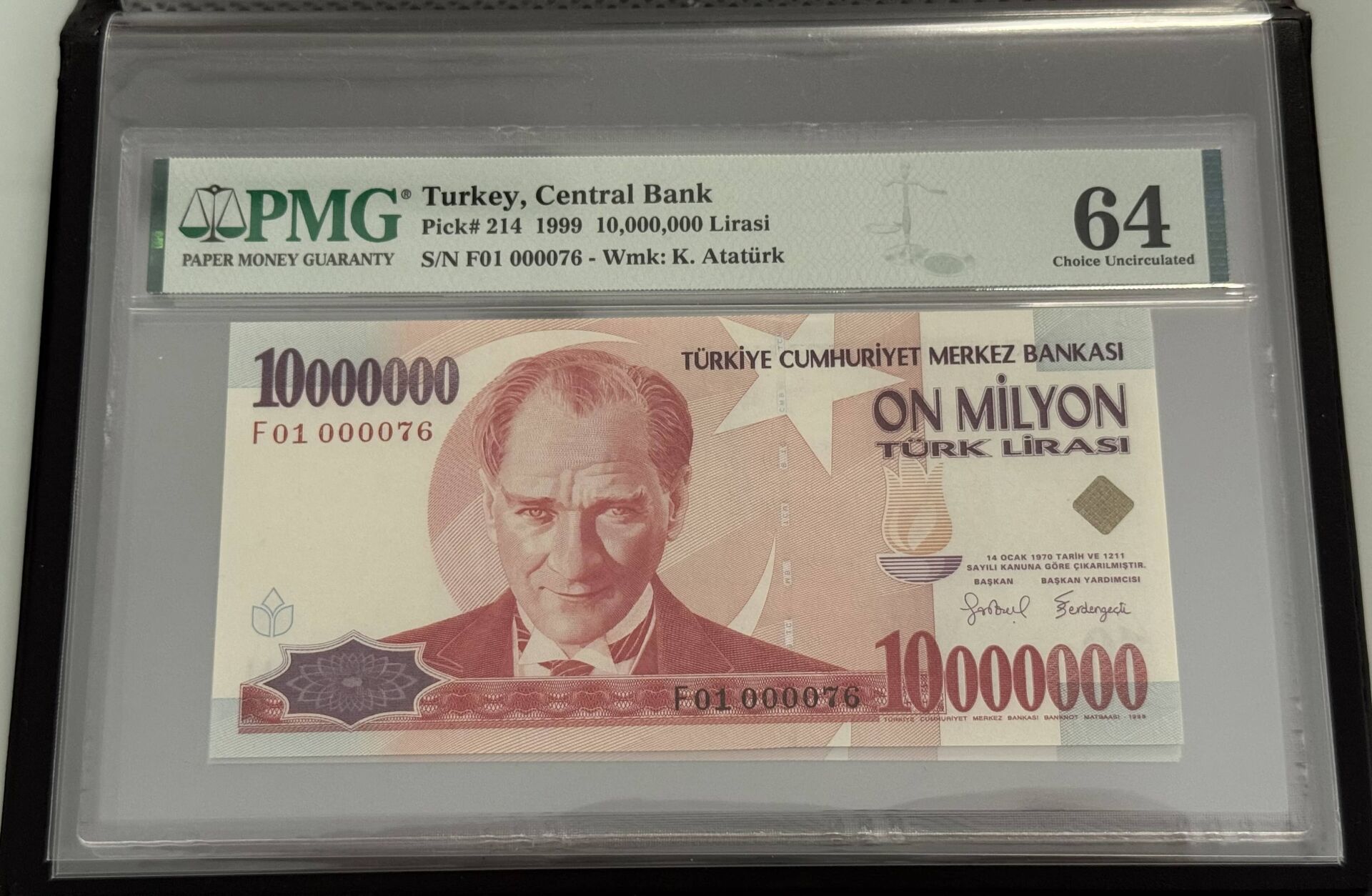 7. Ems 10.000.000 TL, F01 000076, PMG 64, ÇİL