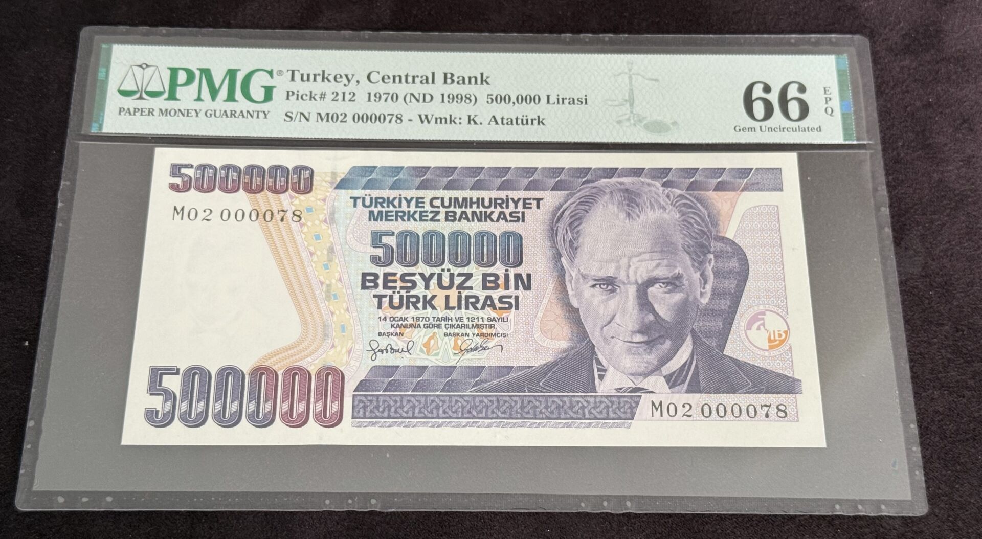 7. Ems 500.000 TL, M02 000078, PMG 66 Epq, ÇİL